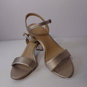 Naturalizer Women's Gold/Tan Block Heel Metallic Strappy Dress Sandals Sz 7.5 M